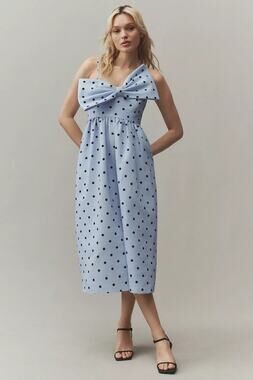 NWT Sachin & Babi Sloane Asymmetrical Bow Taffeta A-Line Midi Dress Large